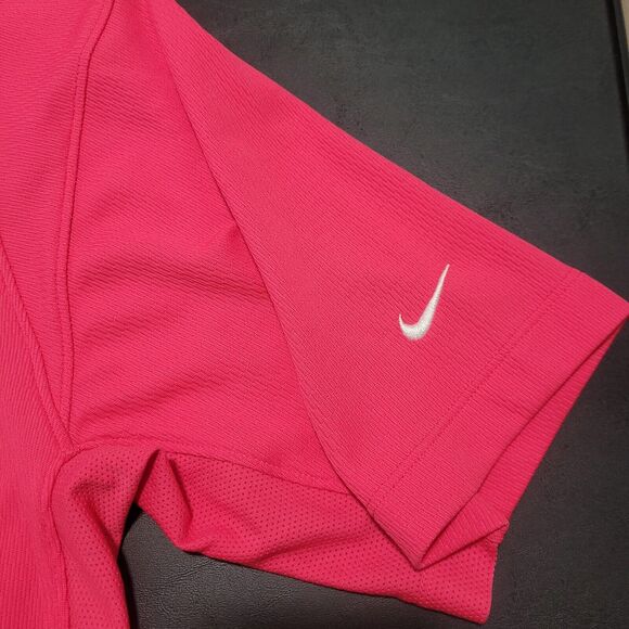 Nike Mens M Pink Short Sleeve Performance Preppy Collared Button Polo Golf Shirt - Picture 4 of 9